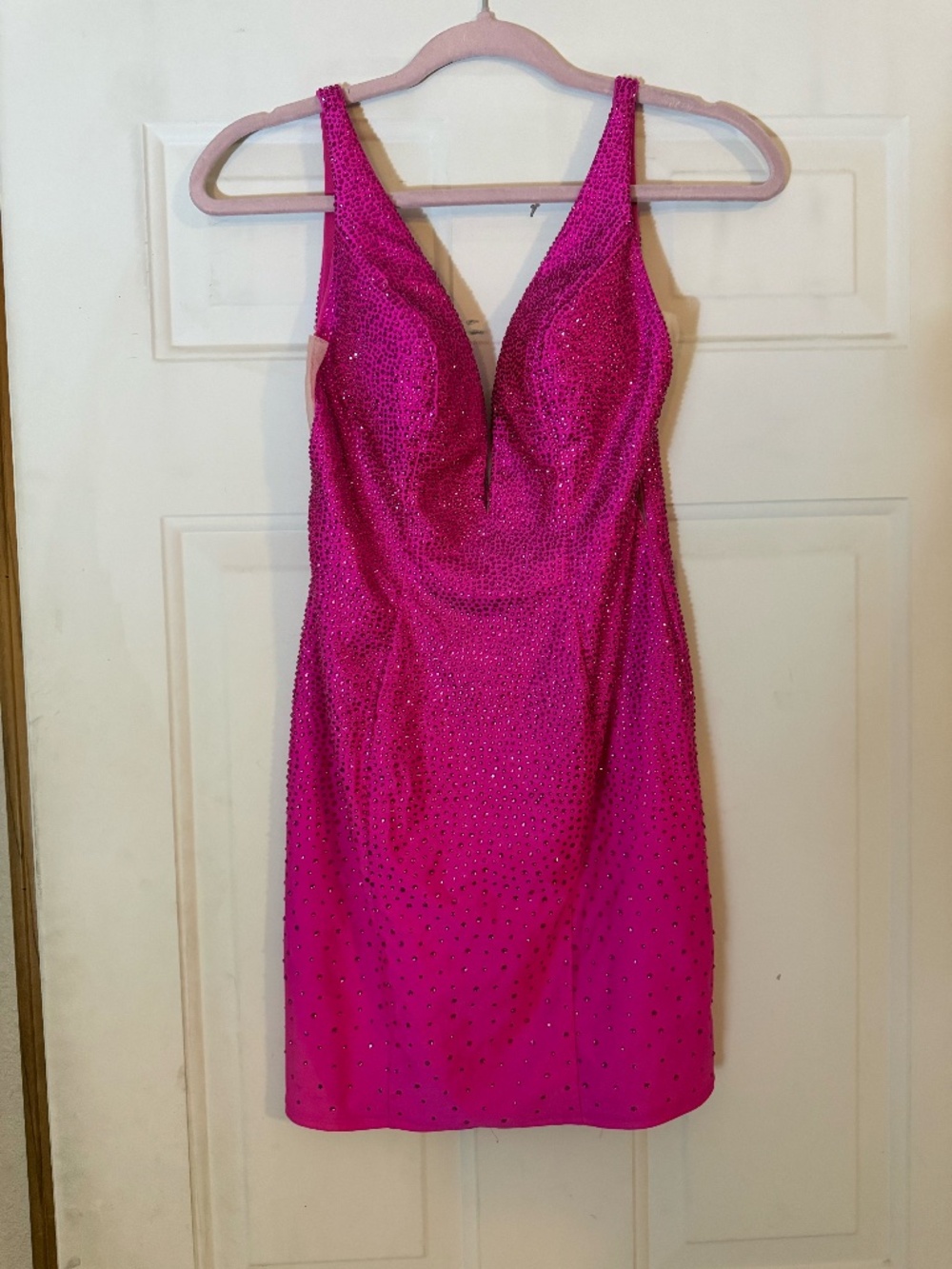Sherri Hill Hot Pink Rhinestone Dress Size 2 Formal Homecoming Pageant